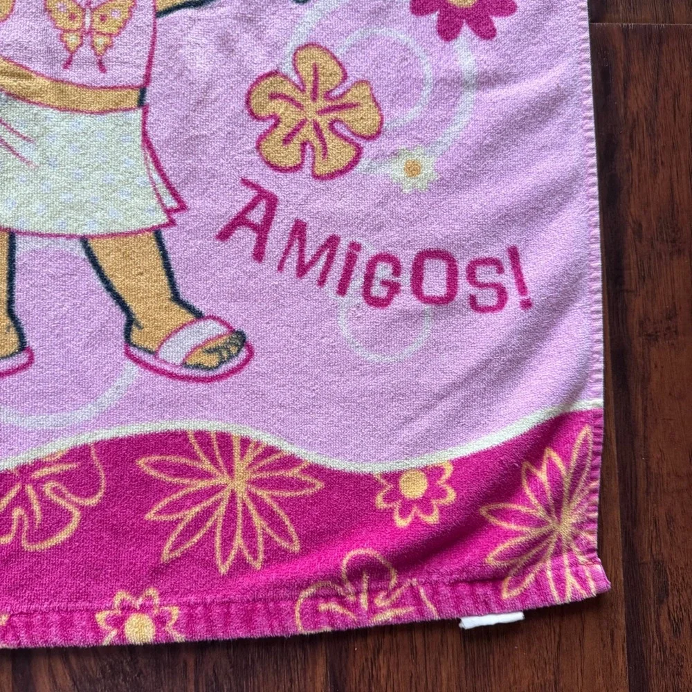 Vintage Dora The Explorer Beach Towel Pink Boots Hola Amigos Y2K Kidcore 42x23